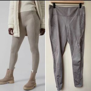 SZ XS Athleta Delancey Gleam Moto Tight Women's Taupe High Rise Leggings